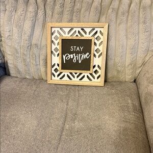 Stay Positive Wall Art with Natural Wood Frame